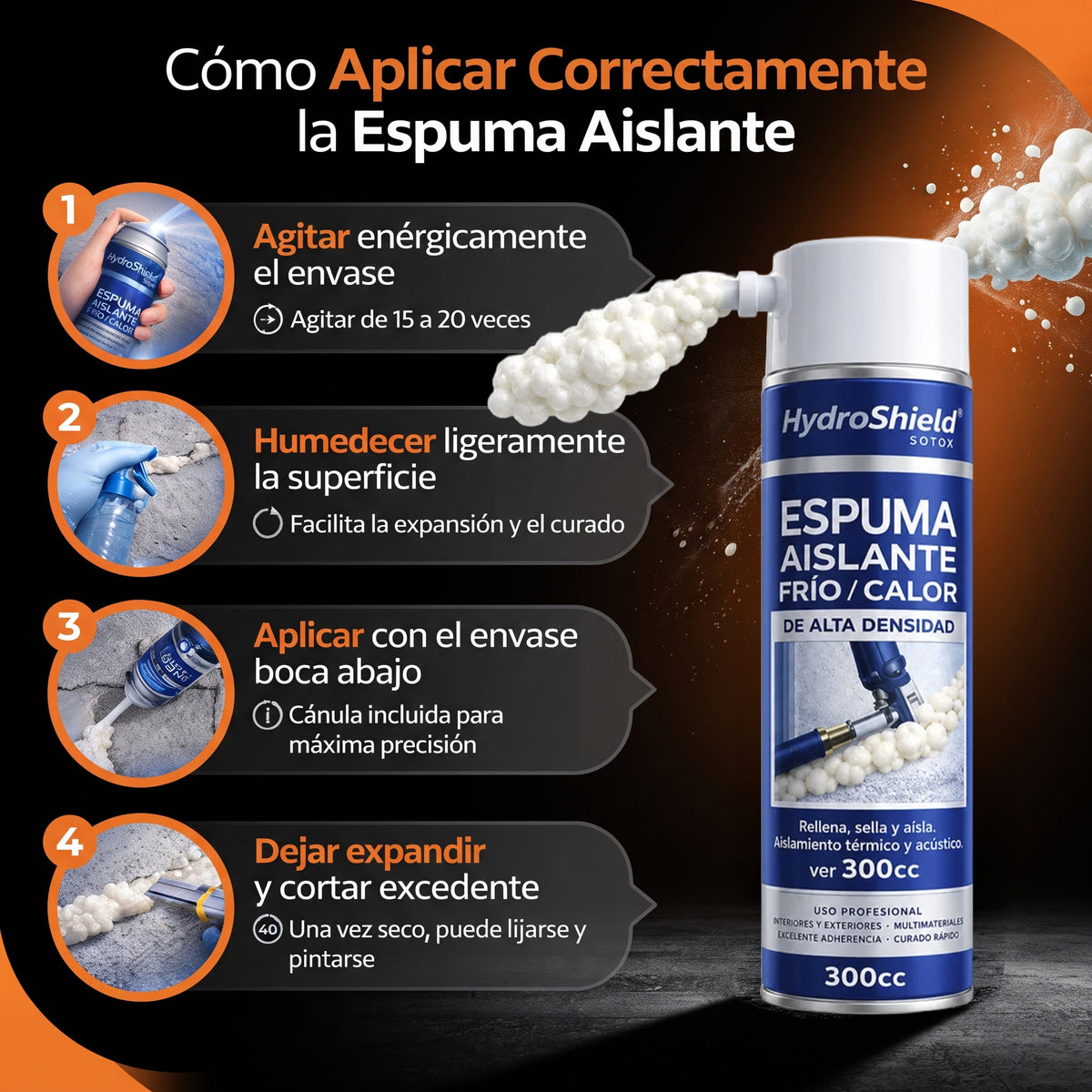 Pack 6 Spray Aislante Frio Calor en Espuma de alta densidad