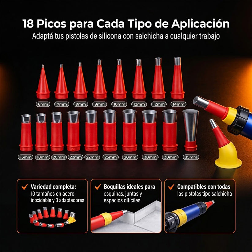 Kit 18 Picos Aplicadores Pistola Universal