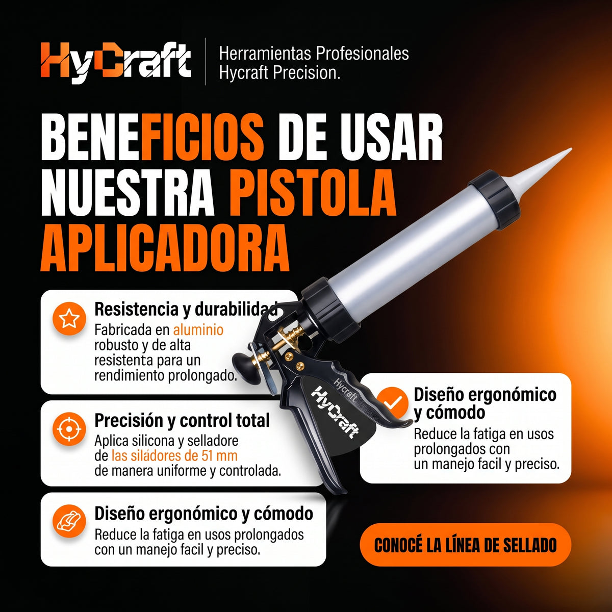 Pistola aplicadora 9” aluminio
